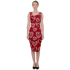 Vector Seamless Pattern Of Hearts With Valentine s Day Sleeveless Pencil Dress by Wav3s