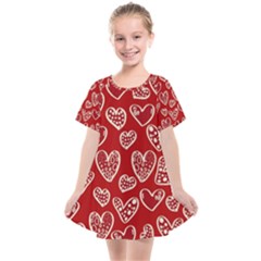 Vector Seamless Pattern Of Hearts With Valentine s Day Kids  Smock Dress by Wav3s