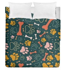 Dog Paw Colorful Fabrics Digitally Duvet Cover Double Side (queen Size) by Wav3s