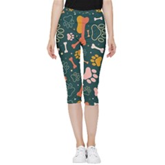 Dog Paw Colorful Fabrics Digitally Inside Out Lightweight Velour Capri Leggings  by Wav3s