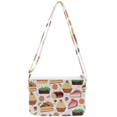 Seamless Pattern Hand Drawing Cartoon Dessert And Cake Double Gusset Crossbody Bag by Wav3s