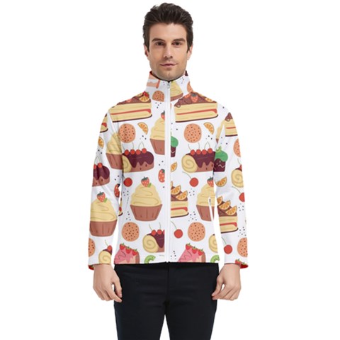 Seamless Pattern Hand Drawing Cartoon Dessert And Cake Men s Bomber Jacket by Wav3s