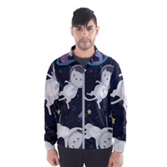 Space Cat Illustration Pattern Astronaut Men s Windbreaker by Wav3s