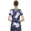 Space Cat Illustration Pattern Astronaut Short Sleeve Front Detail Top View2