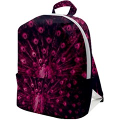 Peacock Pink Black Feather Abstract Zip Up Backpack by Wav3s