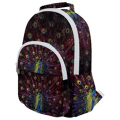 Peacock Feathers Rounded Multi Pocket Backpack by Wav3s