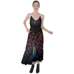 Peacock Feathers Tie Back Maxi Dress by Wav3s