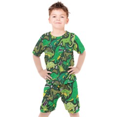 Dino Kawaii Kids  Tee And Shorts Set by Wav3s