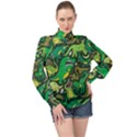 Dino Kawaii High Neck Long Sleeve Chiffon Top View1