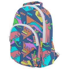 Dinosaur Pattern Rounded Multi Pocket Backpack by Wav3s