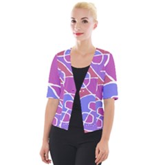 Mazipoodles In The Frame  - Pink Purple Cropped Button Cardigan by Mazipoodles