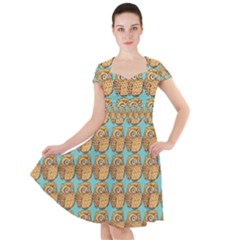 Owl Bird Pattern Cap Sleeve Midi Dress by Vaneshop