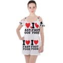 I love fast food Ruffle Cut Out Chiffon Playsuit View1