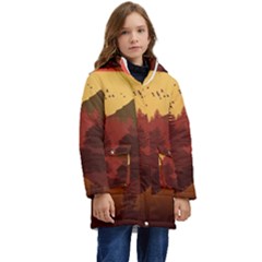 Japan Art Illustration Kids  Hooded Longline Puffer Jacket by Grandong