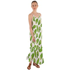 Vegetable Pattern With Composition Broccoli Cami Maxi Ruffle Chiffon Dress by Grandong