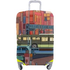 The City Style Bus Fantasy Architecture Art Luggage Cover (large) by Grandong