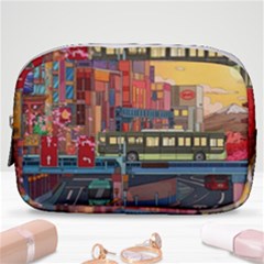 The City Style Bus Fantasy Architecture Art Make Up Pouch (small) by Grandong