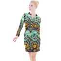 Monkey Tiger Bird Parrot Forest Jungle Style Button Long Sleeve Dress View1