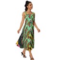 Monkey Tiger Bird Parrot Forest Jungle Style Square Neckline Tiered Midi Dress View3