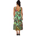 Monkey Tiger Bird Parrot Forest Jungle Style Square Neckline Tiered Midi Dress View4