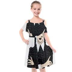 Wednesday Addams Kids  Cut Out Shoulders Chiffon Dress by Fundigitalart234