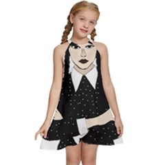 Wednesday Addams Kids  Halter Collar Waist Tie Chiffon Dress by Fundigitalart234