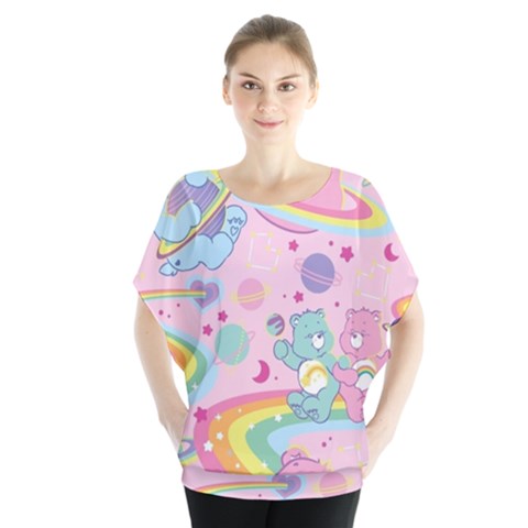 Bears Kawaii Pattern Batwing Chiffon Blouse by Cowasu