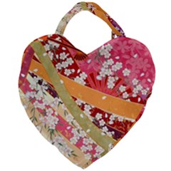 Japanese Kimono Pattern Giant Heart Shaped Tote by Cowasu