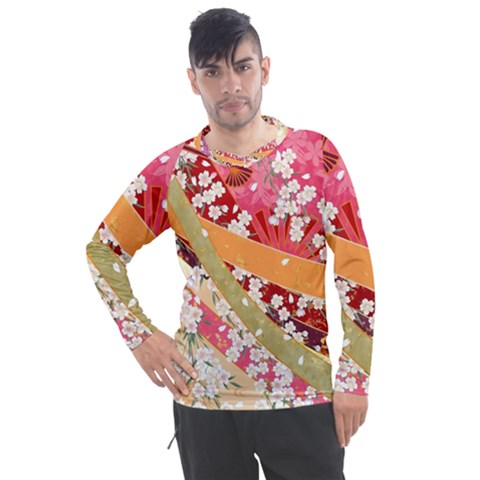 Japanese Kimono Pattern Men s Pique Long Sleeve Tee by Cowasu