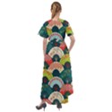 Japanese Fans Bright Pattern Front Wrap High Low Dress View2