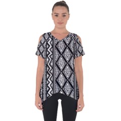 Tribal African Pattern Cut Out Side Drop Tee by Cowasu