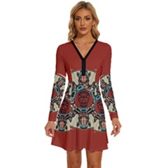 Skull Grateful Dead Phone Gratefuldead Long Sleeve Deep V Mini Dress  by Cowasu