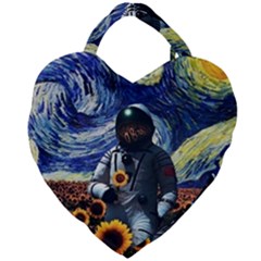 Starry Surreal Psychedelic Astronaut Space Giant Heart Shaped Tote by Cowasu