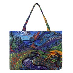 Psychedelic Landscape Medium Tote Bag by Cowasu