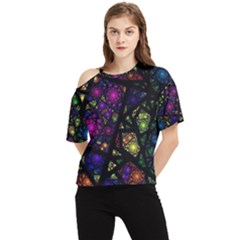 Stained Glass Crystal Art One Shoulder Cut Out Tee by Cowasu