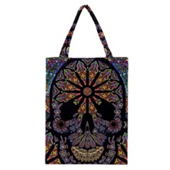 Skull Death Mosaic Artwork Stained Glass Classic Tote Bag by Cowasu