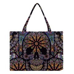 Skull Death Mosaic Artwork Stained Glass Medium Tote Bag by Cowasu