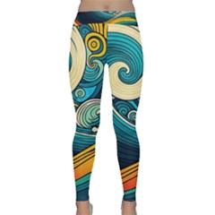 Waves Wave Ocean Sea Abstract Whimsical Abstract Art Classic Yoga Leggings by Ndabl3x