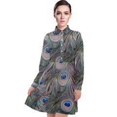 Peacock Feathers Peacock Bird Feathers Long Sleeve Chiffon Shirt Dress by Ndabl3x