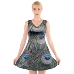 Peacock Feathers Peacock Bird Feathers V-neck Sleeveless Dress by Ndabl3x