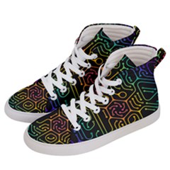 Circuit Hexagonal Geometric Pattern Background Pattern Men s Hi-top Skate Sneakers by Ndabl3x