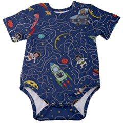 Cat Cosmos Cosmonaut Rocket Baby Short Sleeve Bodysuit by Cowasu