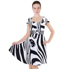 Animal Cute Pattern Art Zebra Cap Sleeve Midi Dress by Amaryn4rt