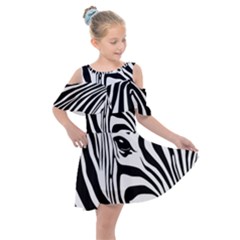 Animal Cute Pattern Art Zebra Kids  Shoulder Cutout Chiffon Dress by Amaryn4rt