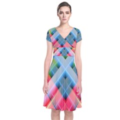 Graphics Colorful Colors Wallpaper Graphic Design Short Sleeve Front Wrap Dress by Amaryn4rt