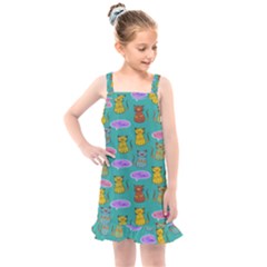 Meow Cat Pattern Kids  Overall Dress by Amaryn4rt