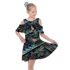 Computer Ram Tech - Kids  Shoulder Cutout Chiffon Dress by Amaryn4rt