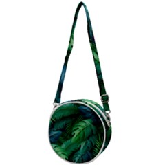 Tropical Green Leaves Background Crossbody Circle Bag by Amaryn4rt