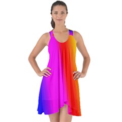 Multi Color Rainbow Background Show Some Back Chiffon Dress by Amaryn4rt