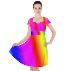 Multi Color Rainbow Background Cap Sleeve Midi Dress by Amaryn4rt